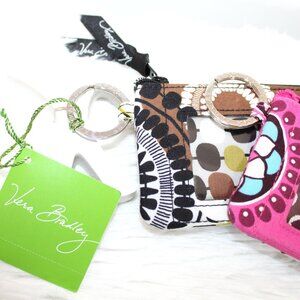 Vera Bradley Zip ID Case Bundle of 2/Cocoa Moss (New), Cupcake (Preowned)